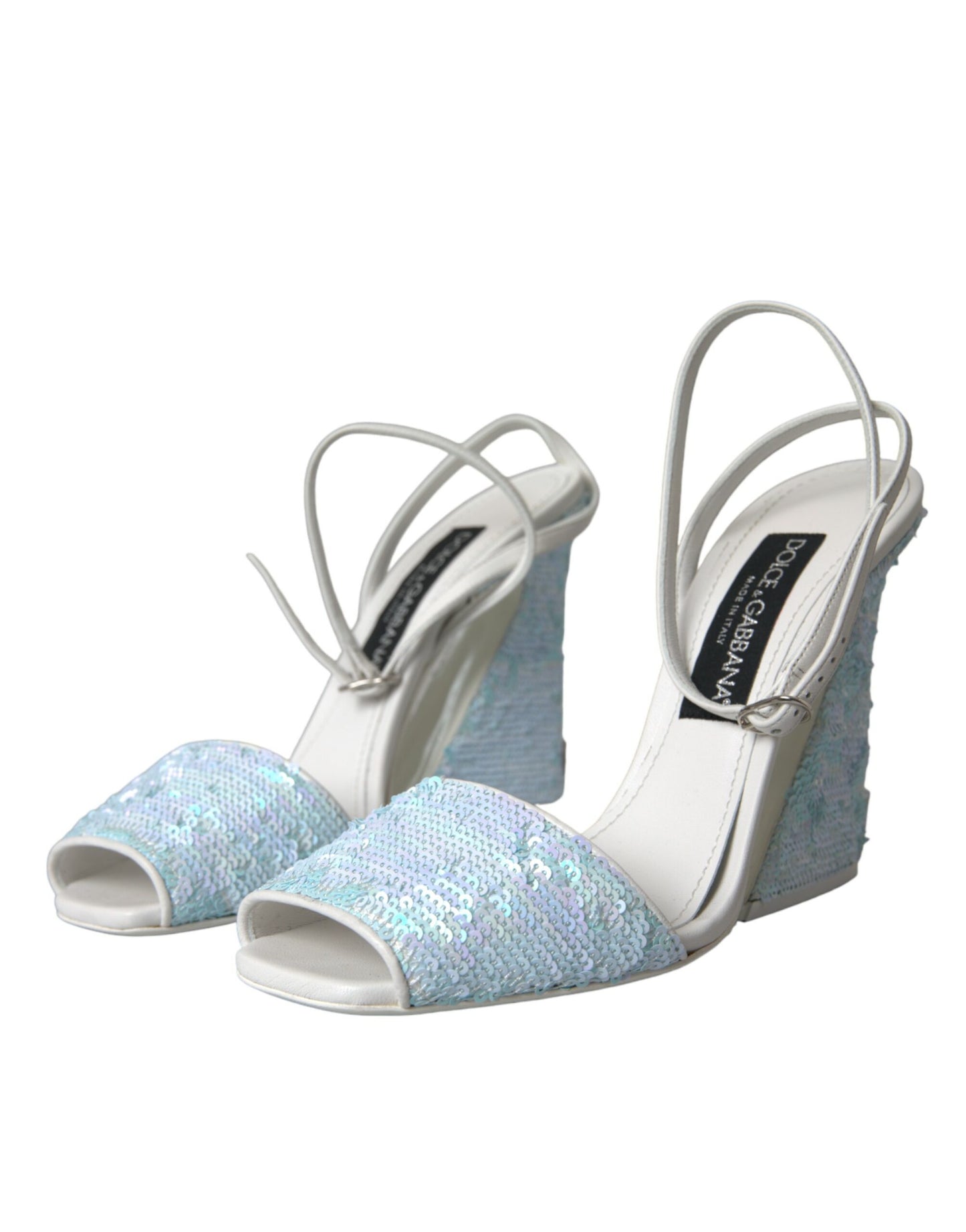 Dolce & Gabbana Zapatos sandalias con correa en el tobillo con lentejuelas azul claro