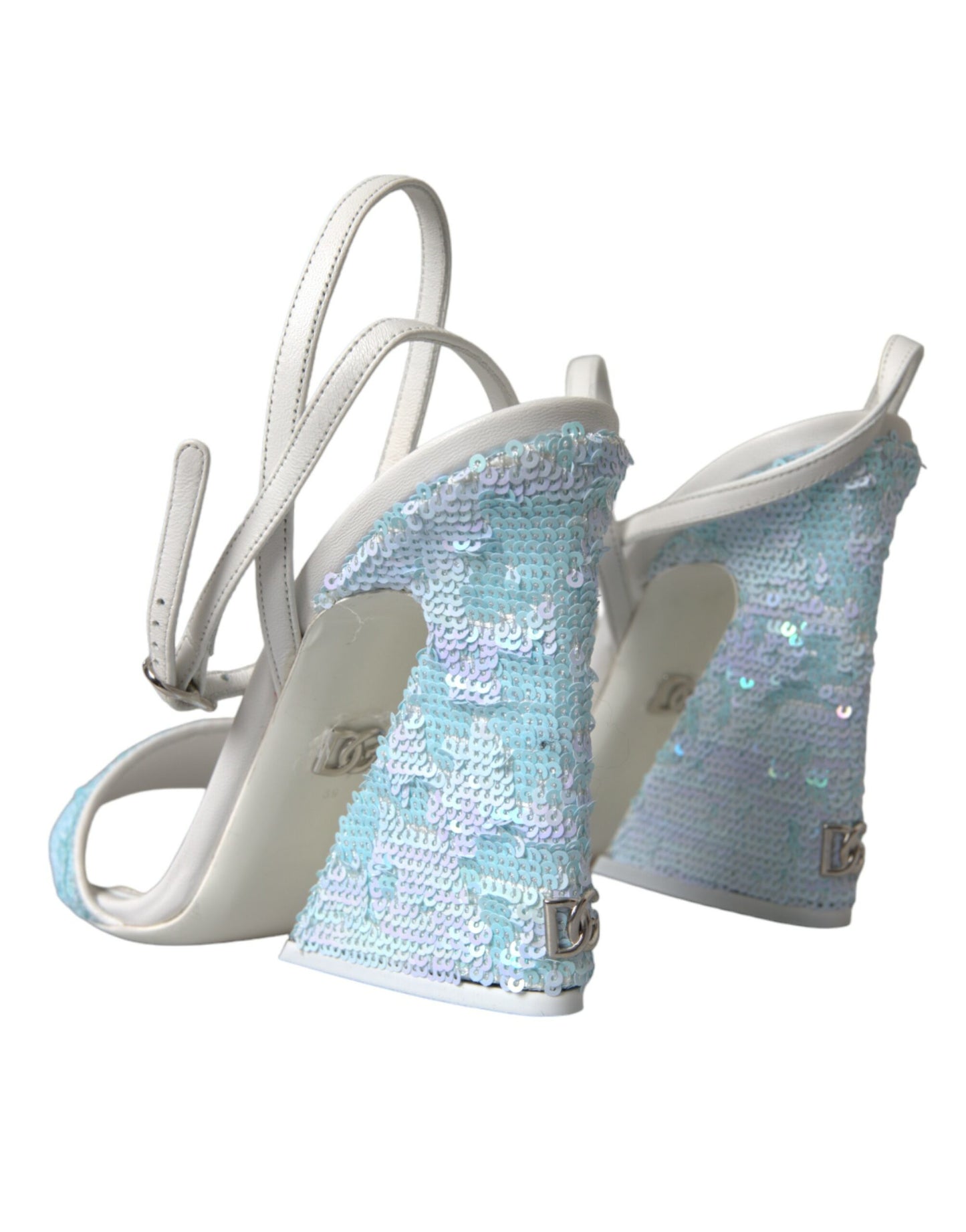 Dolce & Gabbana Zapatos sandalias con correa en el tobillo con lentejuelas azul claro