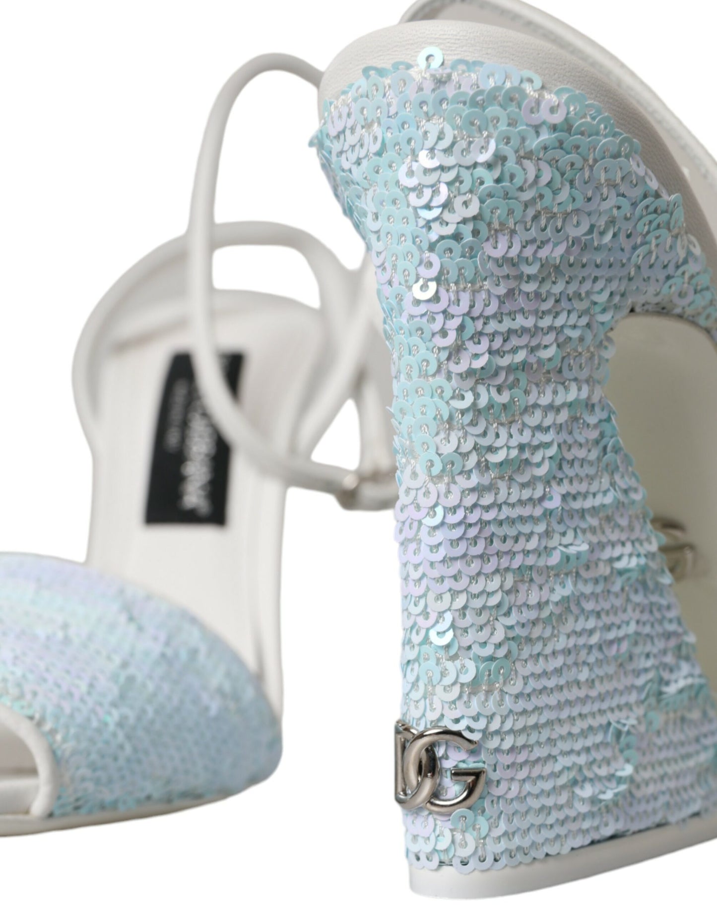 Dolce & Gabbana Zapatos sandalias con correa en el tobillo con lentejuelas azul claro