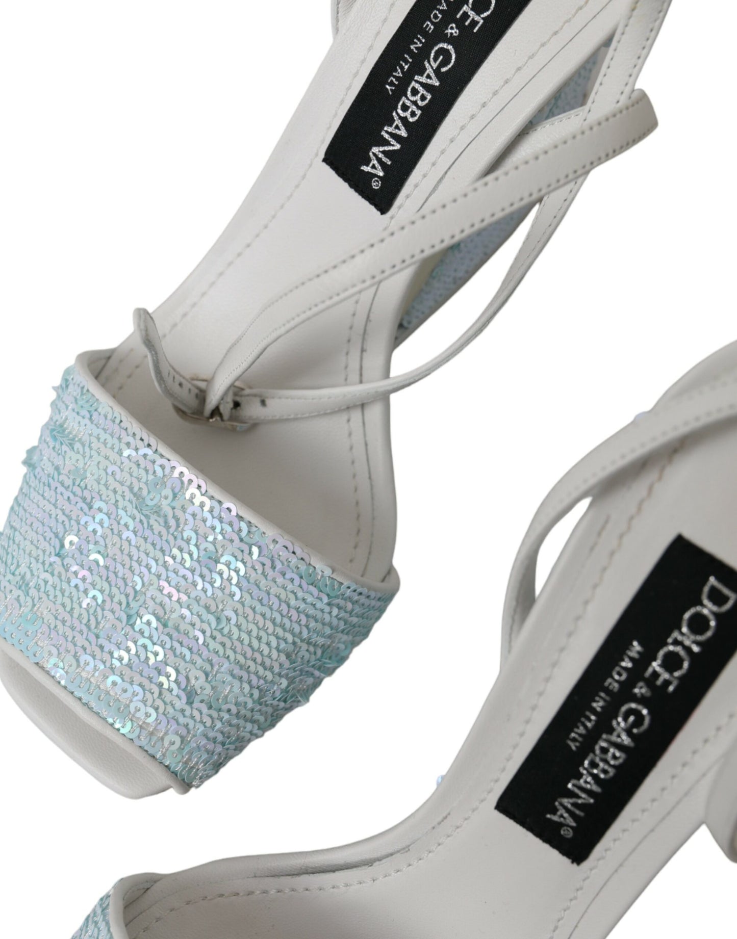 Dolce & Gabbana Zapatos sandalias con correa en el tobillo con lentejuelas azul claro
