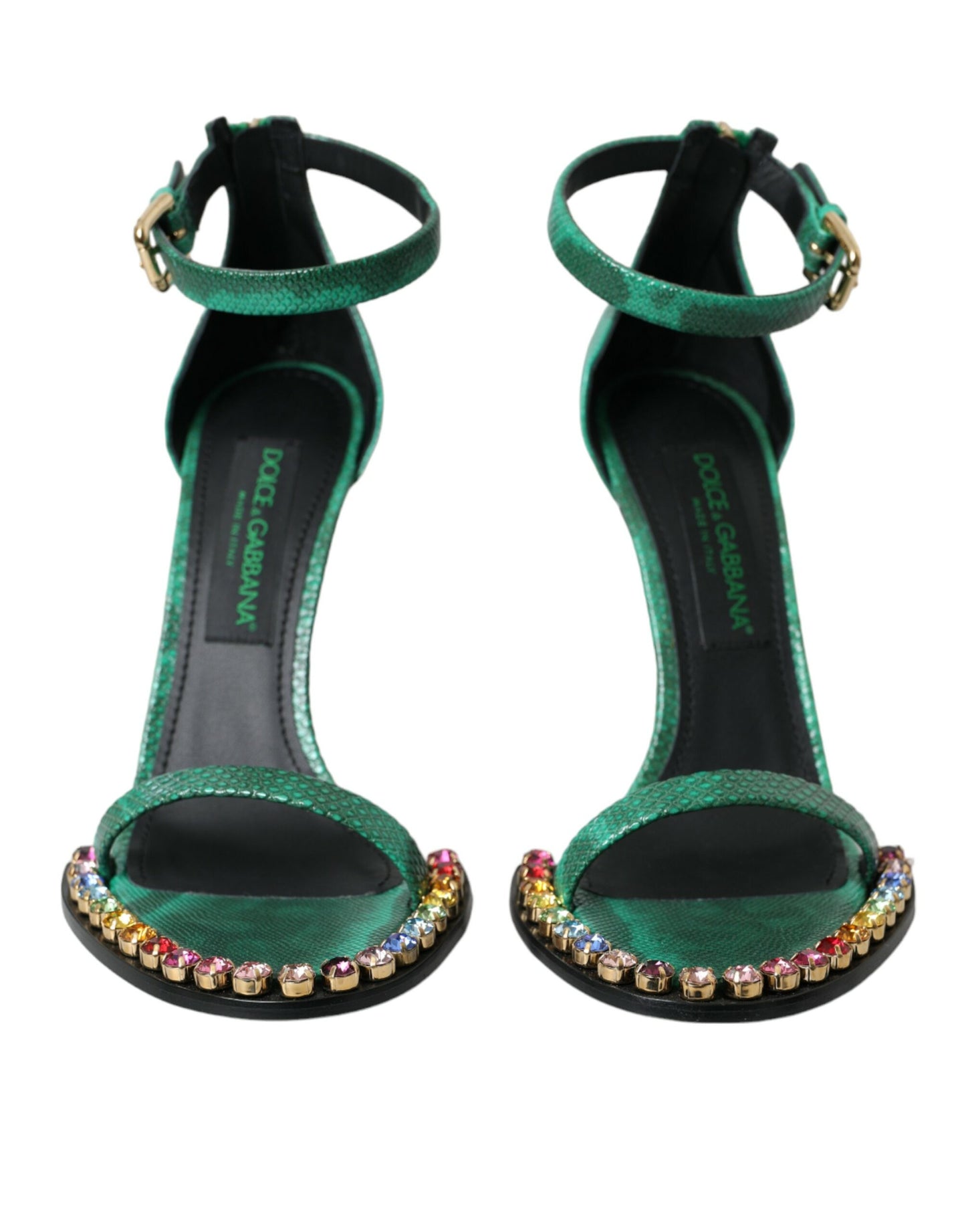 Dolce & Gabbana Zapatos Sandalias De Cristal De Cuero Exótico Verde