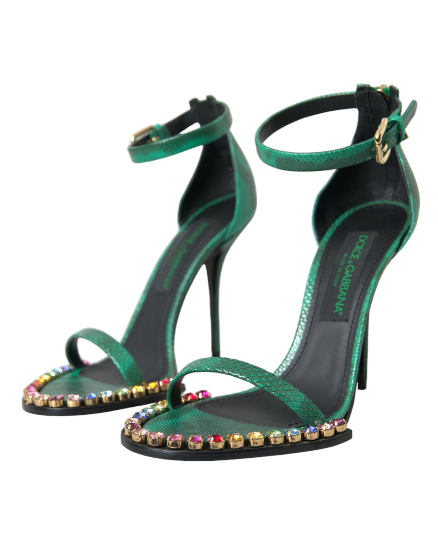 Dolce & Gabbana Zapatos Sandalias De Cristal De Cuero Exótico Verde