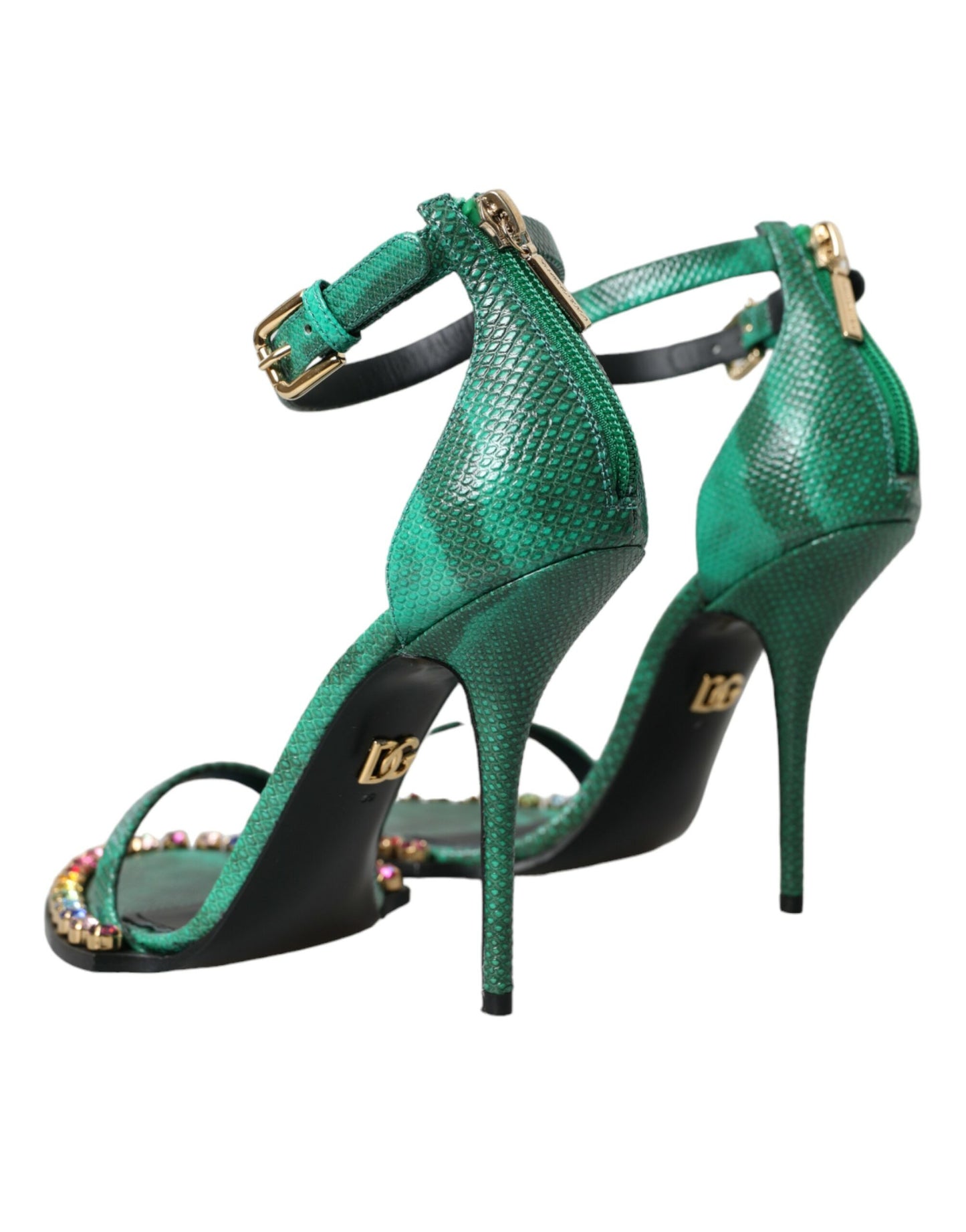 Dolce & Gabbana Zapatos Sandalias De Cristal De Cuero Exótico Verde
