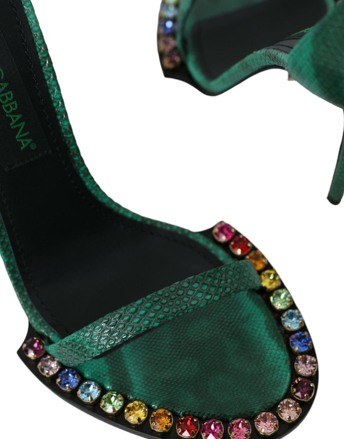 Dolce & Gabbana Zapatos Sandalias De Cristal De Cuero Exótico Verde