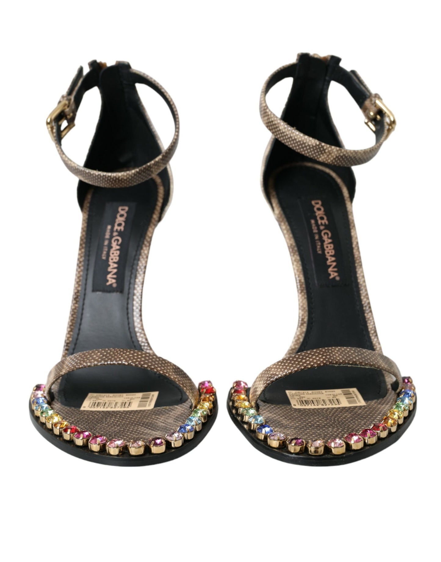 Dolce & Gabbana Zapatos con sandalias de cristal de cuero exótico marrón