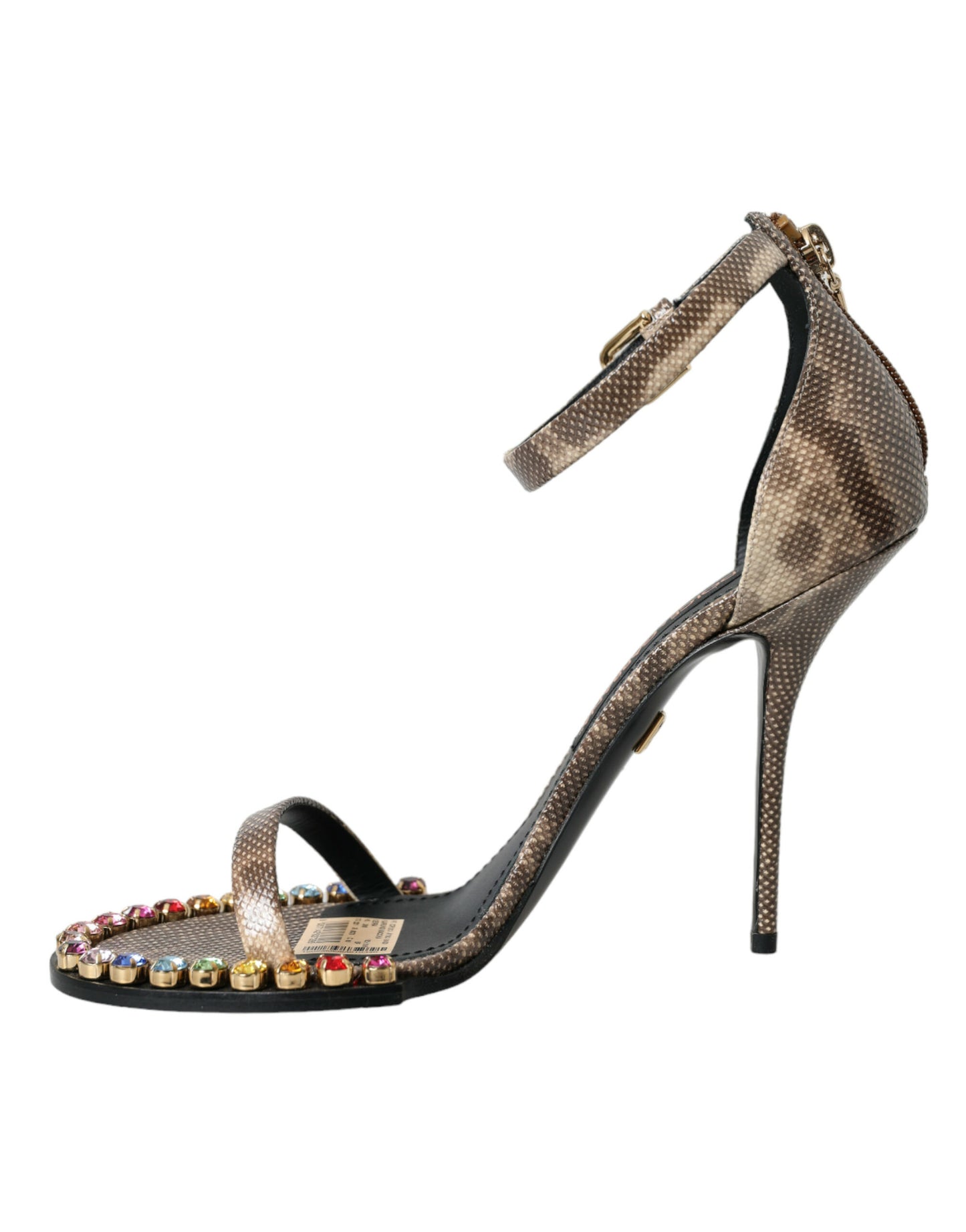 Dolce & Gabbana Zapatos con sandalias de cristal de cuero exótico marrón