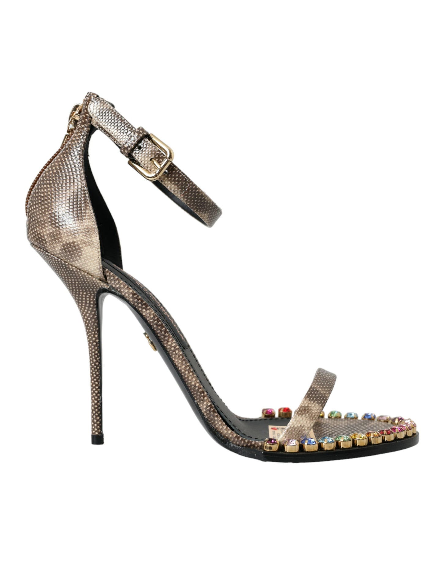 Dolce & Gabbana Zapatos con sandalias de cristal de cuero exótico marrón