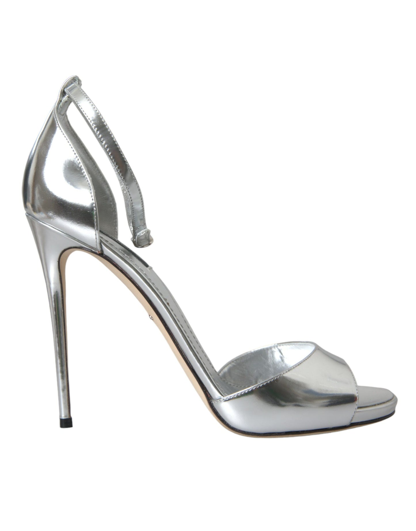 Dolce & Gabbana Zapatos plateados con sandalias de tacón de cuero KEIRA