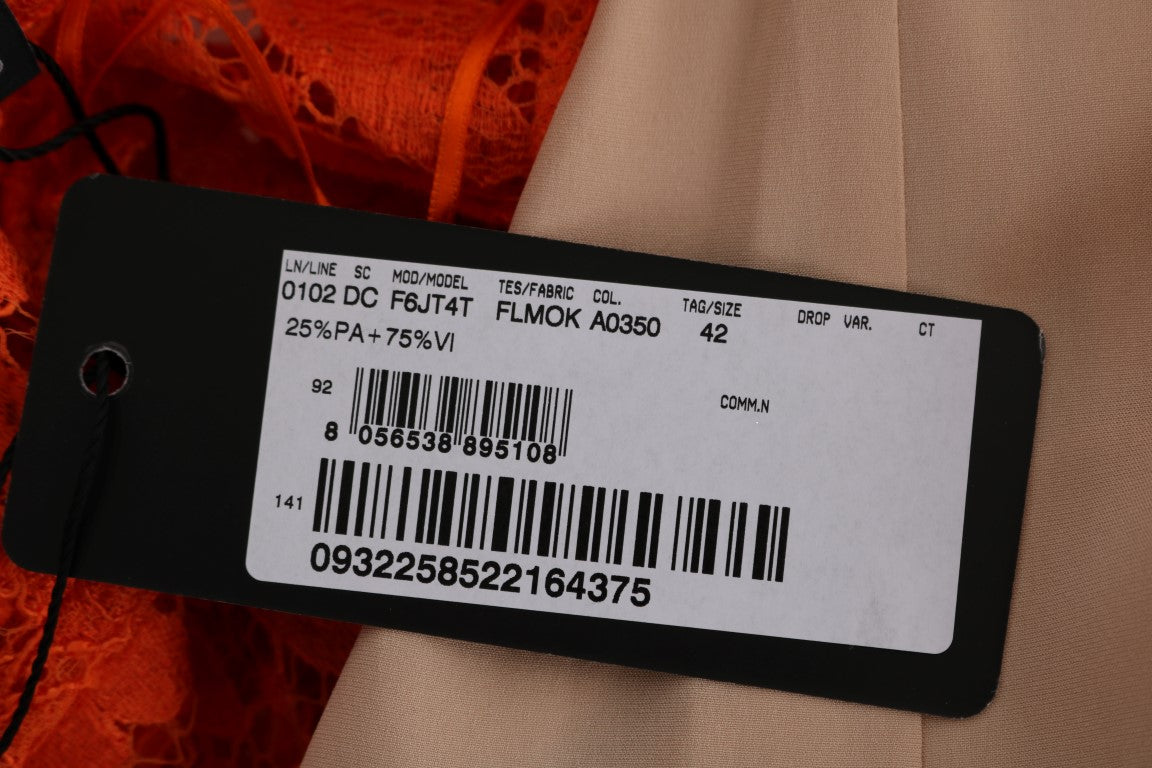 Dolce & Gabbana Elegante vestido tubo naranja de manga larga y largo completo
