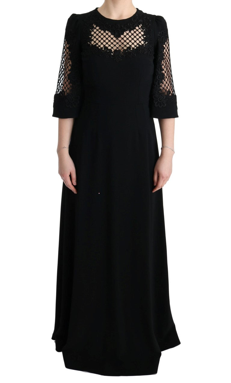 Dolce & Gabbana Elegante vestido largo floral negro