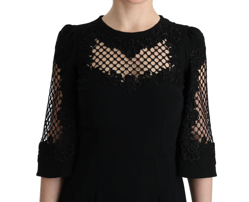 Dolce & Gabbana Elegante vestido largo floral negro