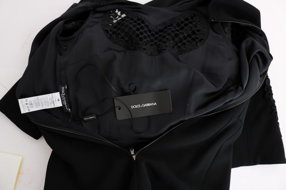 Dolce & Gabbana Elegante vestido largo floral negro
