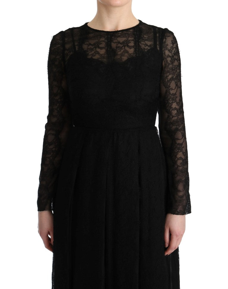 Dolce & Gabbana Elegante vestido tubo negro de manga larga