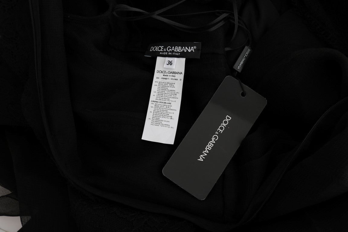Dolce & Gabbana Elegante vestido tubo negro de manga larga