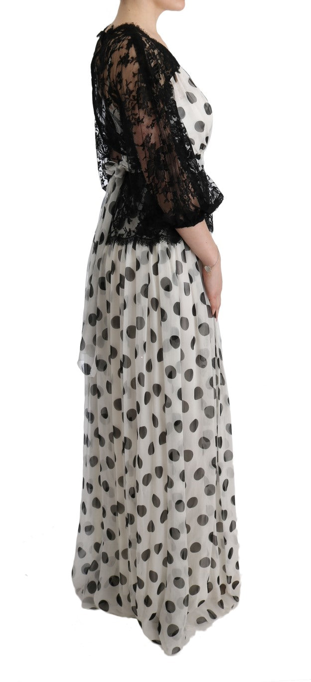 Dolce & Gabbana Elegante vestido largo con lunares y lunares