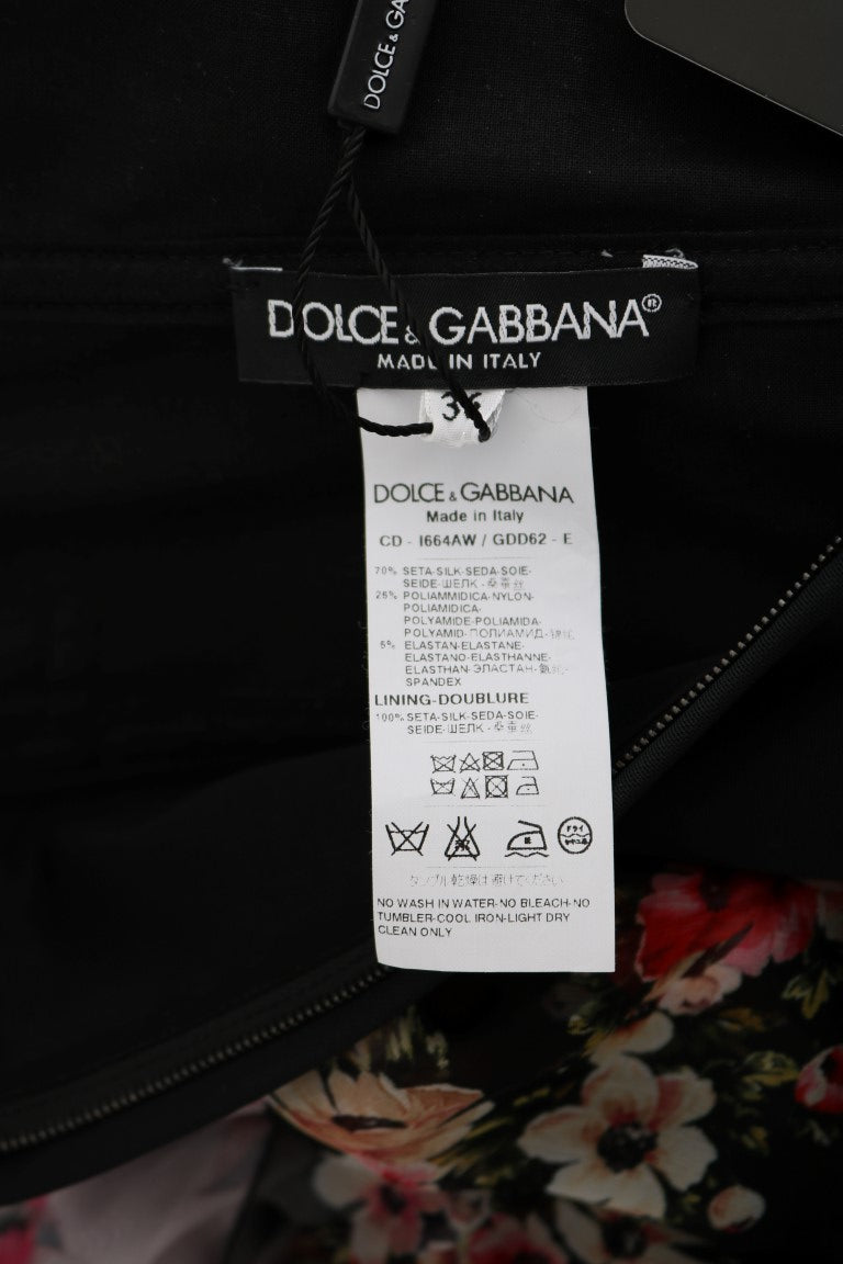 Dolce & Gabbana Elegante vestido recto floral en mezcla de seda multicolor