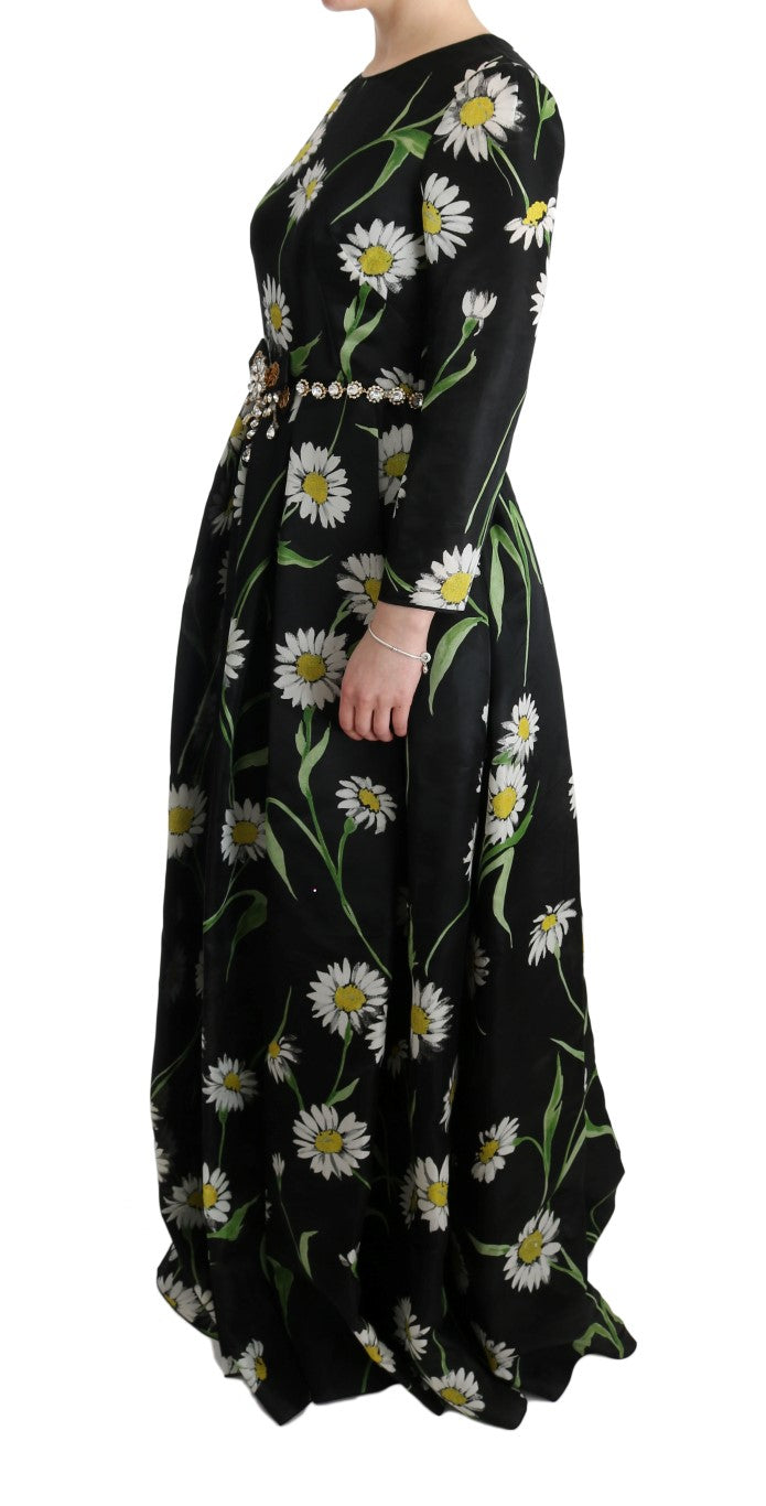 Dolce & Gabbana Elegante vestido largo de girasoles con cristales