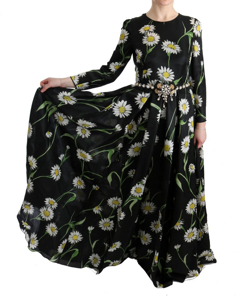 Dolce & Gabbana Elegante vestido largo de girasoles con cristales