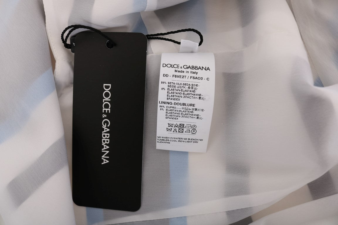 Dolce & Gabbana Elegante vestido recto de seda a rayas sin mangas
