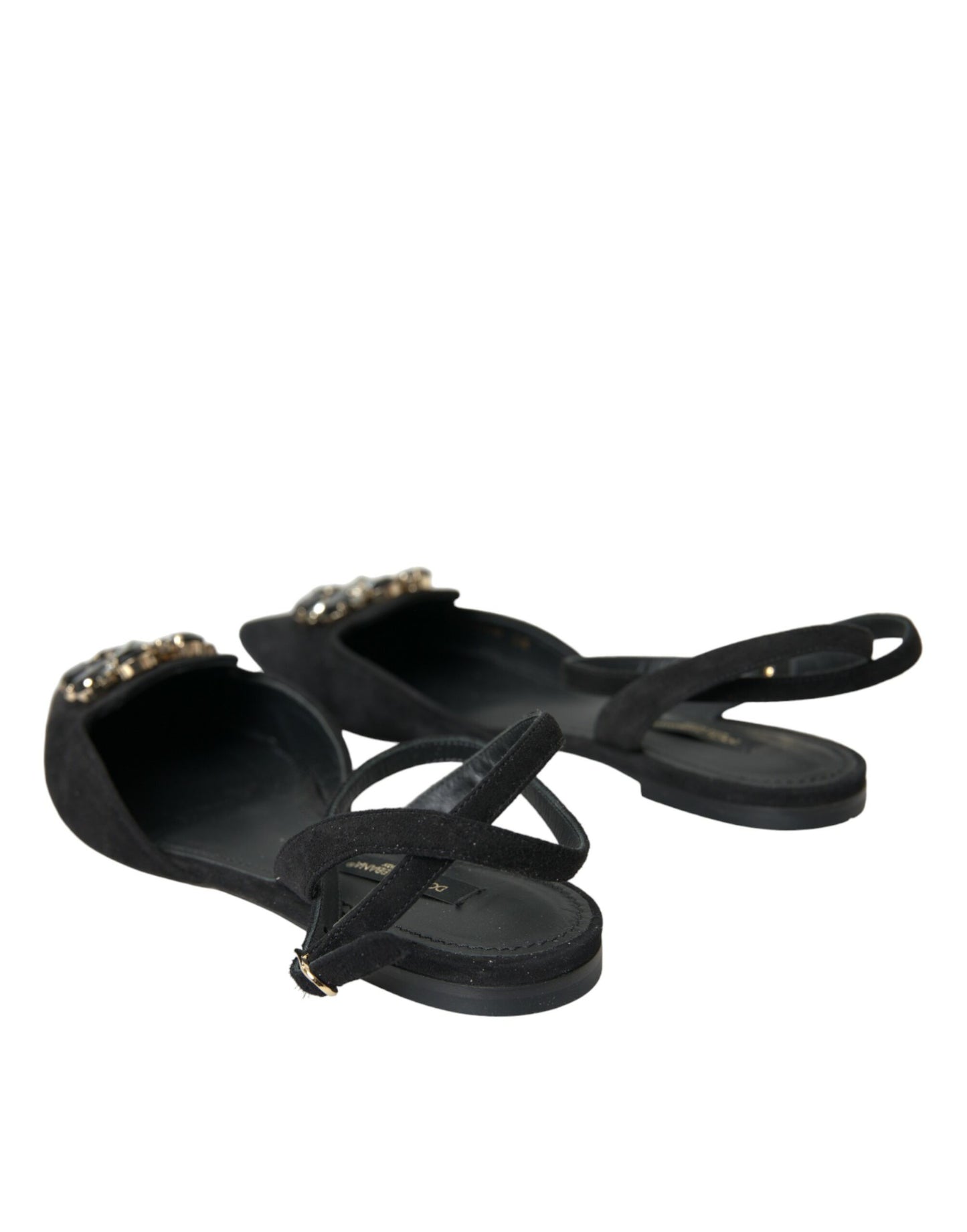 Dolce & Gabbana Zapatos con sandalias con tira trasera y cristales de cuero negro