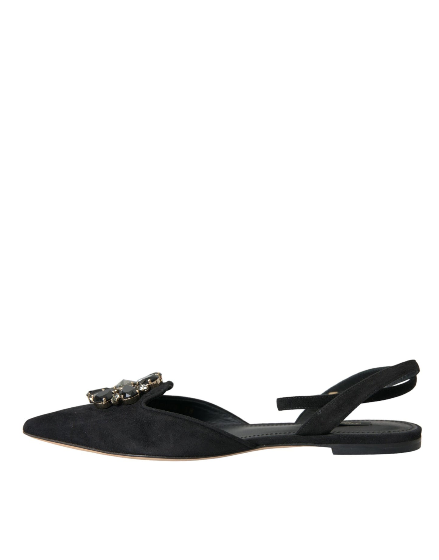 Dolce & Gabbana Zapatos con sandalias con tira trasera y cristales de cuero negro