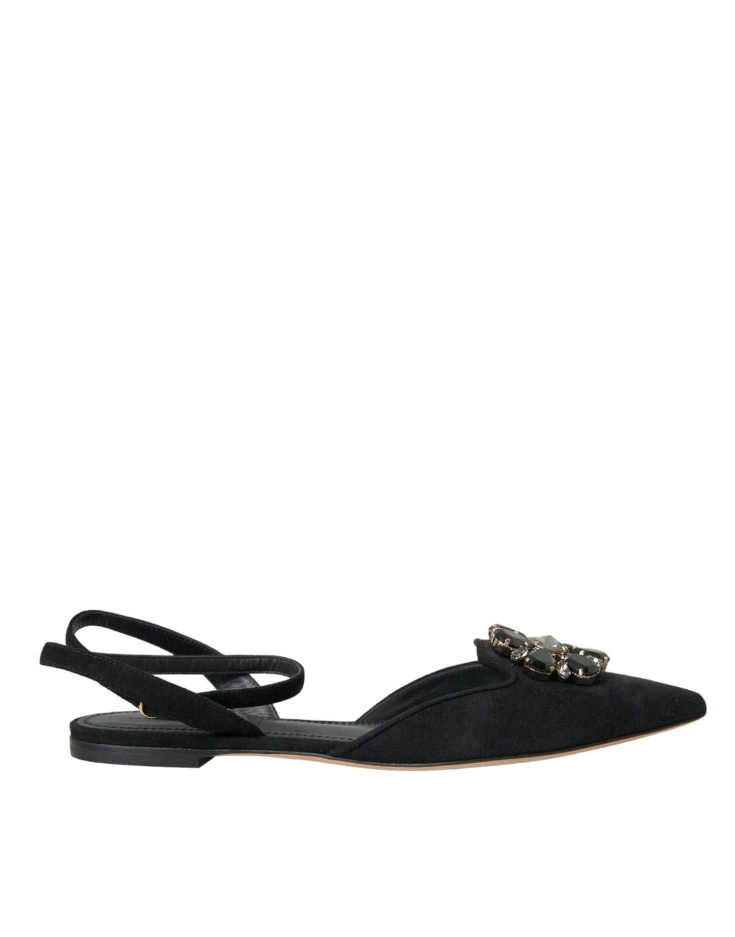 Dolce & Gabbana Zapatos con sandalias con tira trasera y cristales de cuero negro