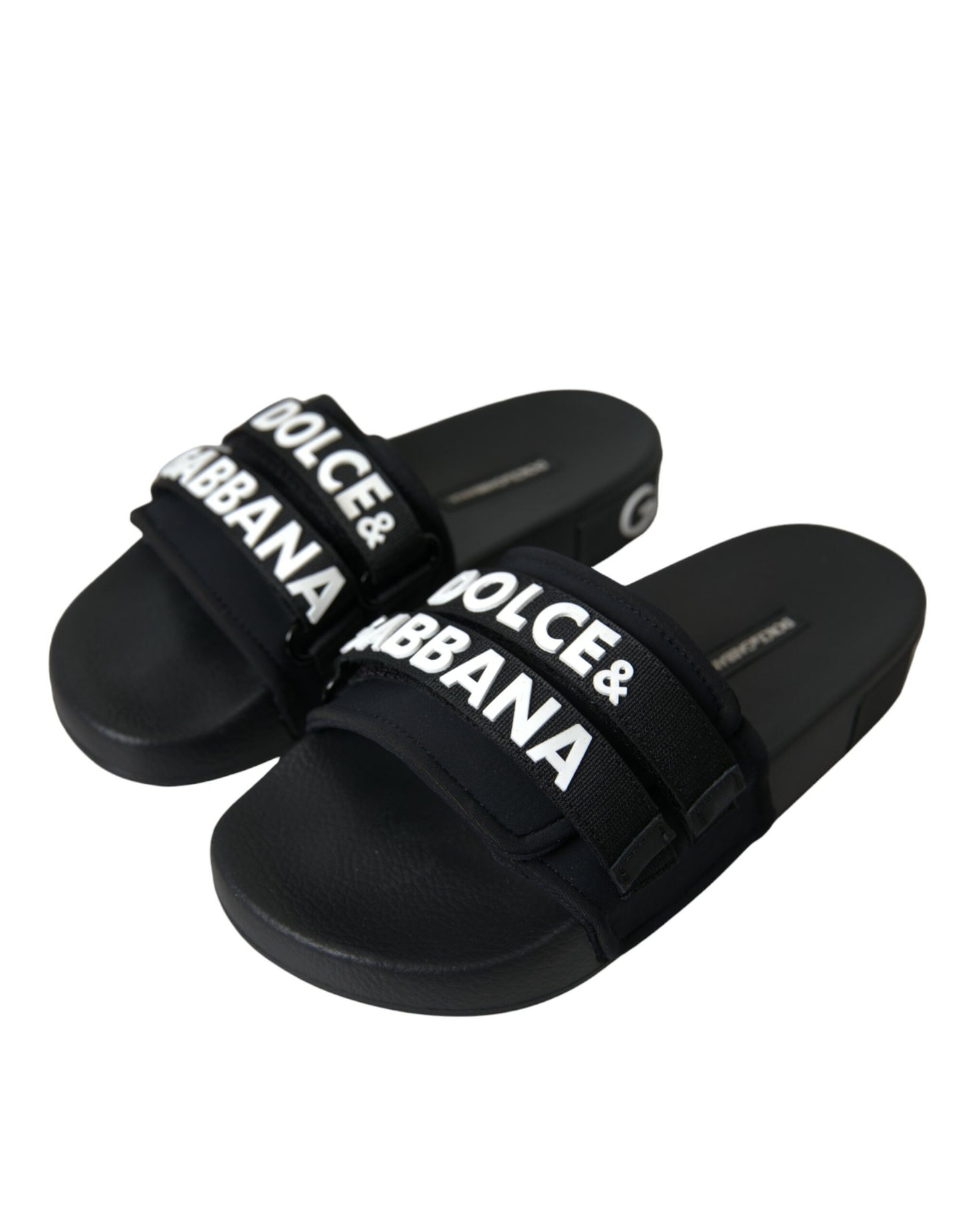 Dolce & Gabbana Chanclas de neopreno negras Zapatos planos para la playa