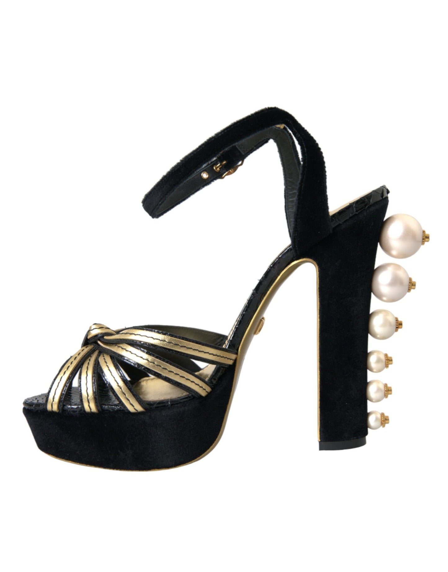 Dolce & Gabbana Zapatos Sandalias De Tacón Con Adornos En Oro Negro