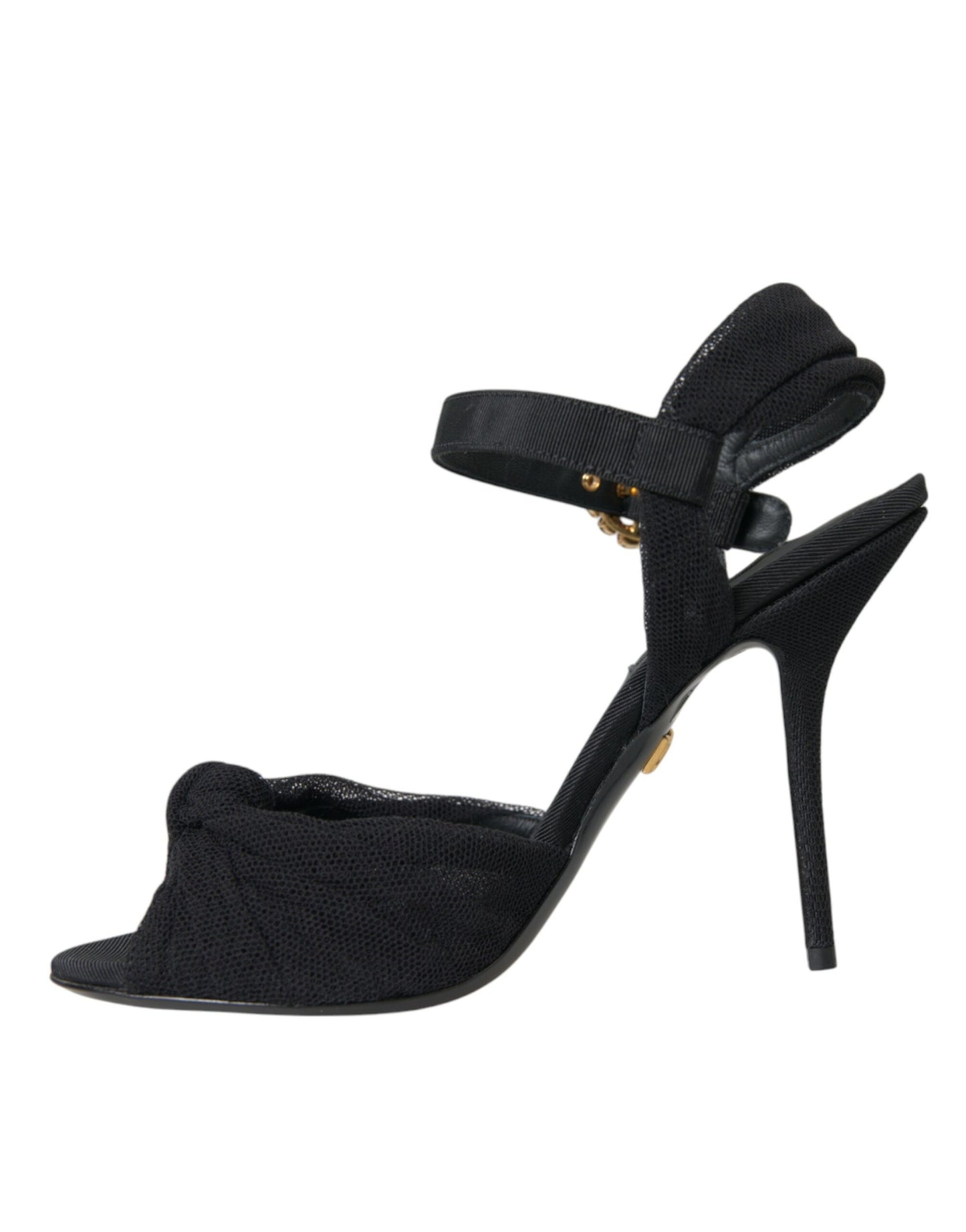 Dolce & Gabbana Sandalias de tacón con adornos de ante negro Zapatos