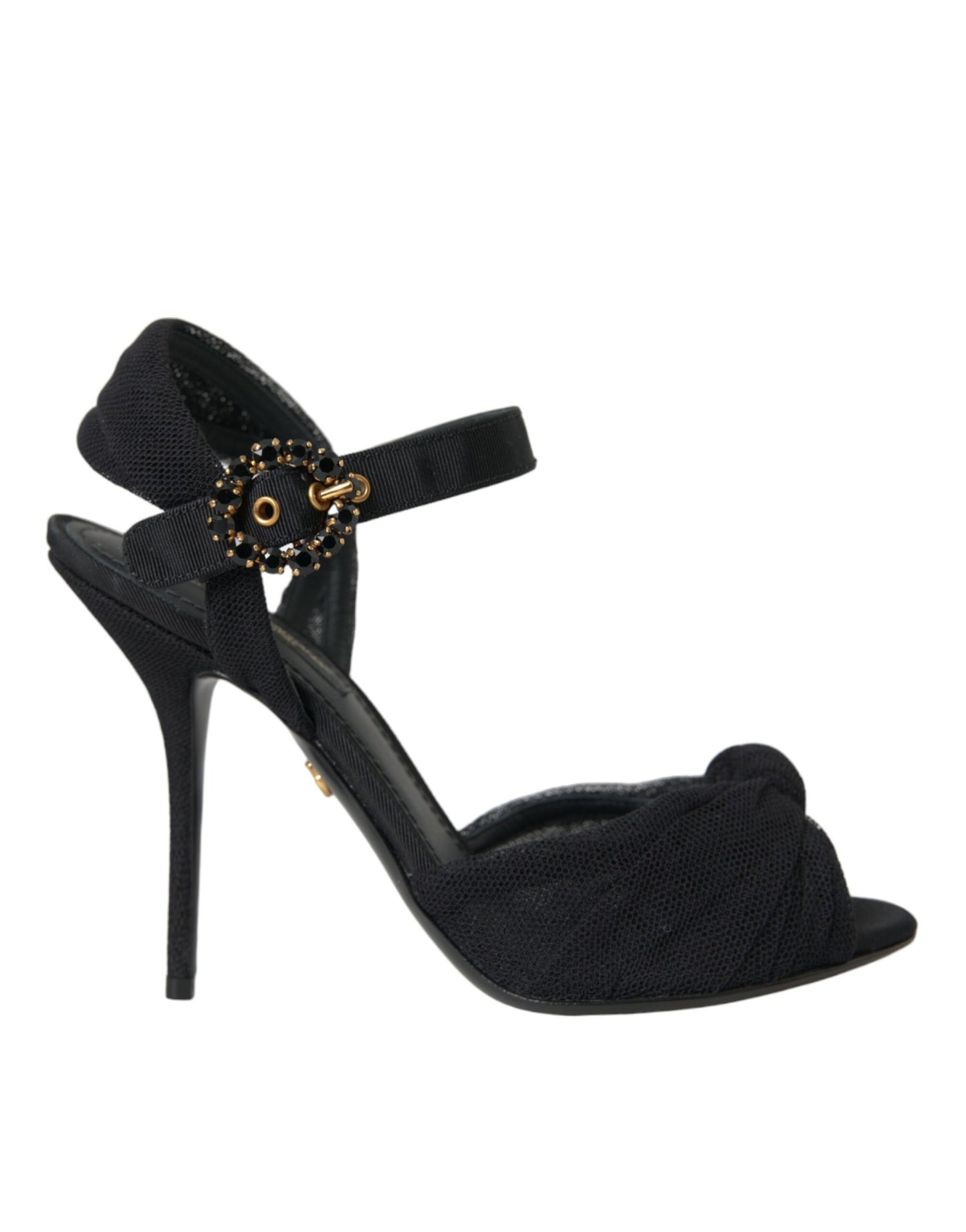 Dolce & Gabbana Sandalias de tacón con adornos de ante negro Zapatos