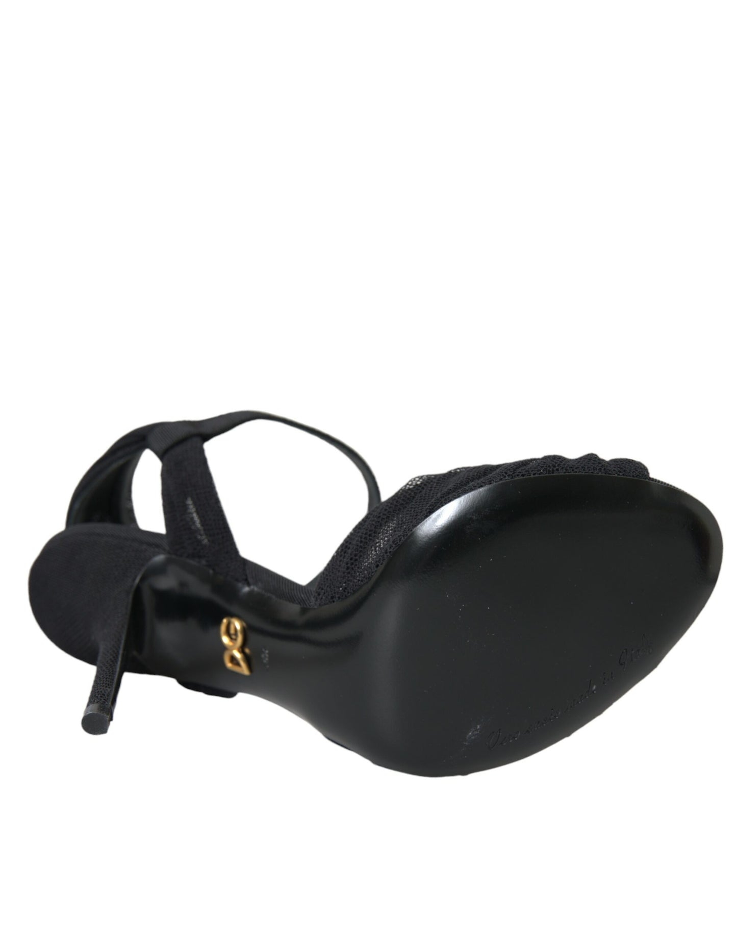 Dolce & Gabbana Sandalias de tacón con adornos de ante negro Zapatos