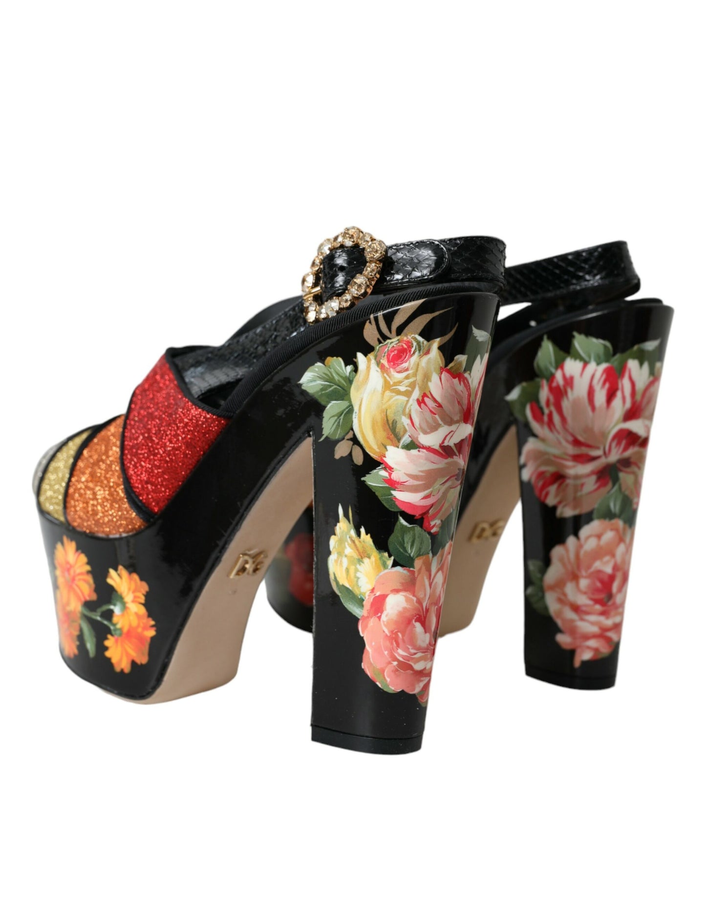 Dolce & Gabbana Sandalias con plataforma con cristales florales multicolores Zapatos
