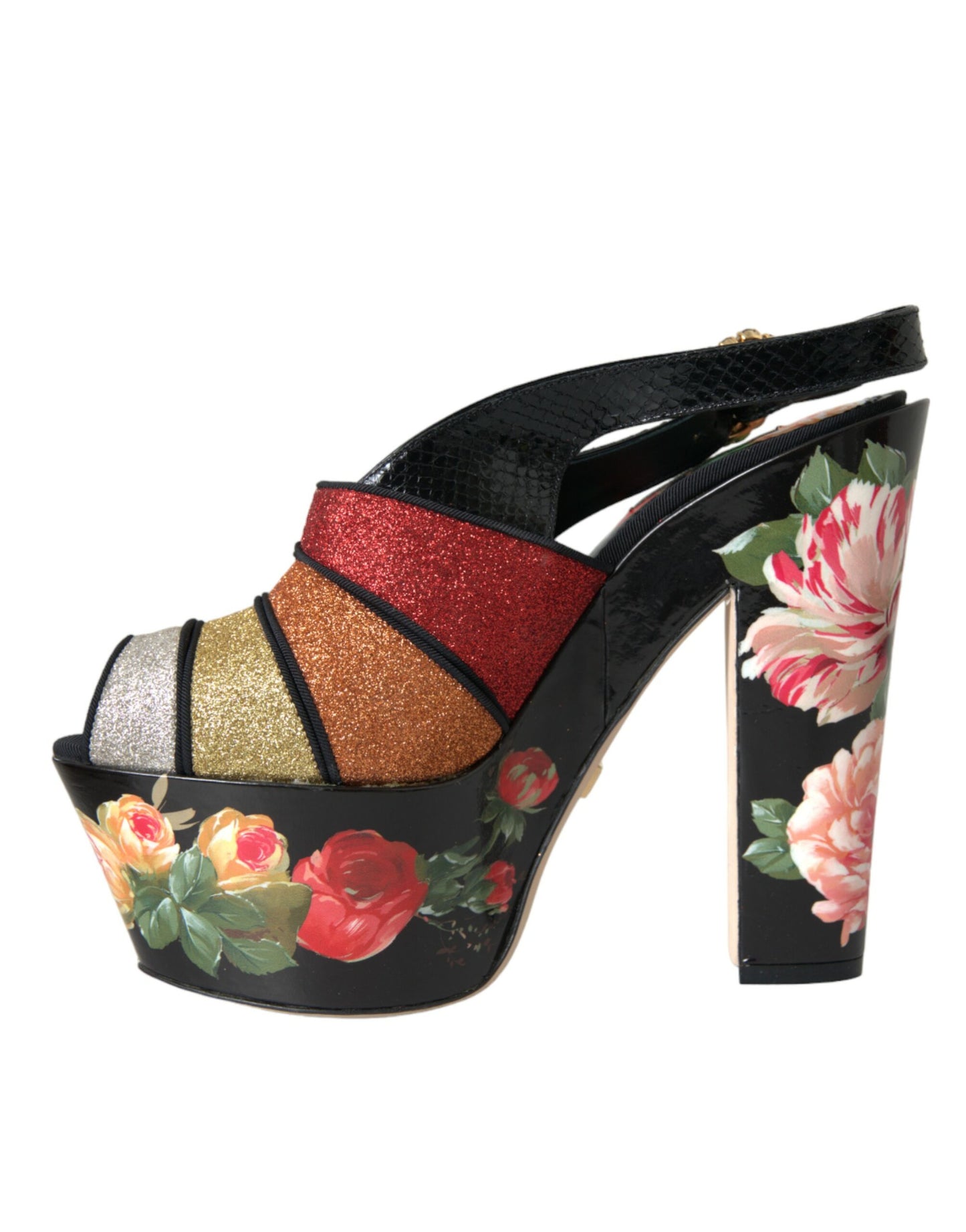 Dolce & Gabbana Sandalias con plataforma con cristales florales multicolores Zapatos