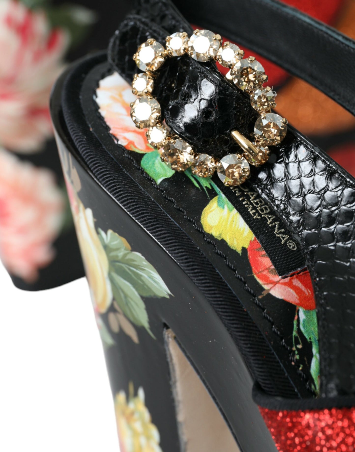 Dolce & Gabbana Sandalias con plataforma con cristales florales multicolores Zapatos