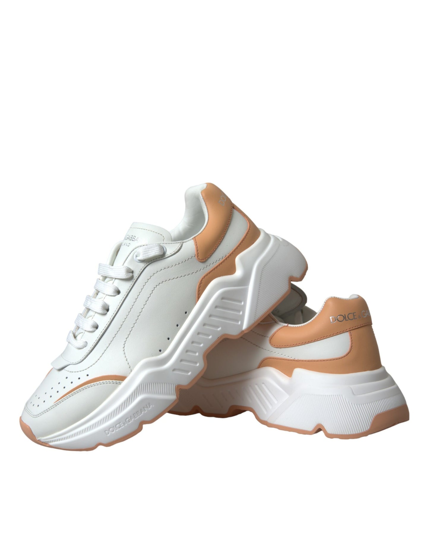 Dolce & Gabbana Zapatos deportivos de cuero DAYMASTER color melocotón blanco