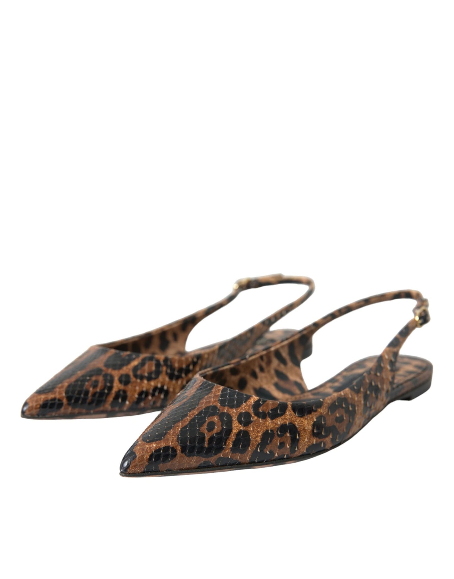 Dolce & Gabbana Zapatos destalonados de piel exótica de leopardo marrón