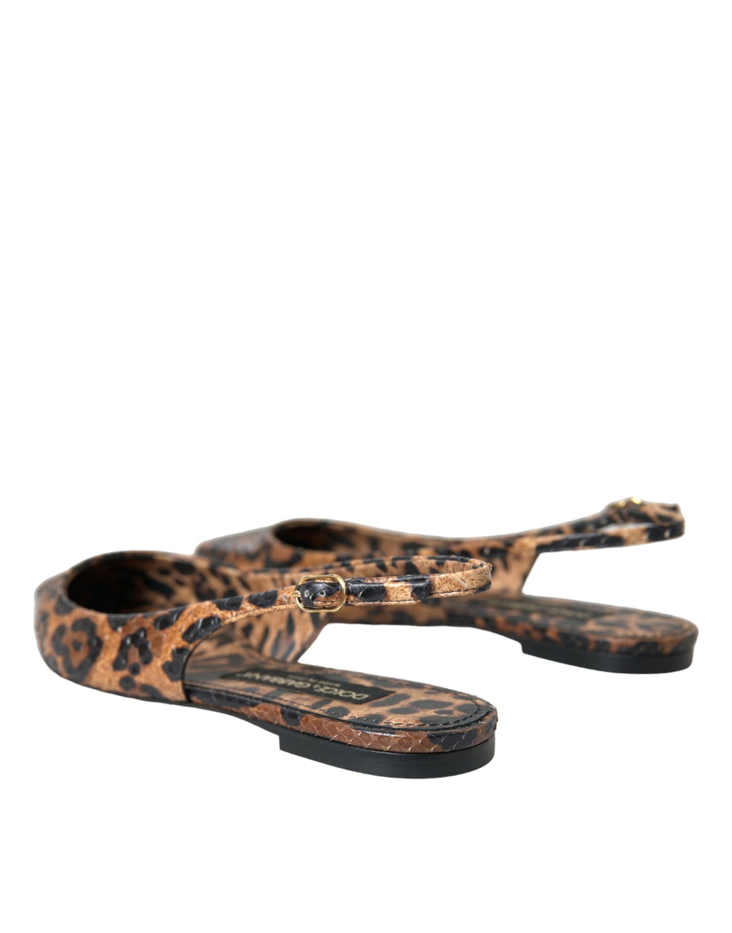 Dolce & Gabbana Zapatos destalonados de piel exótica de leopardo marrón