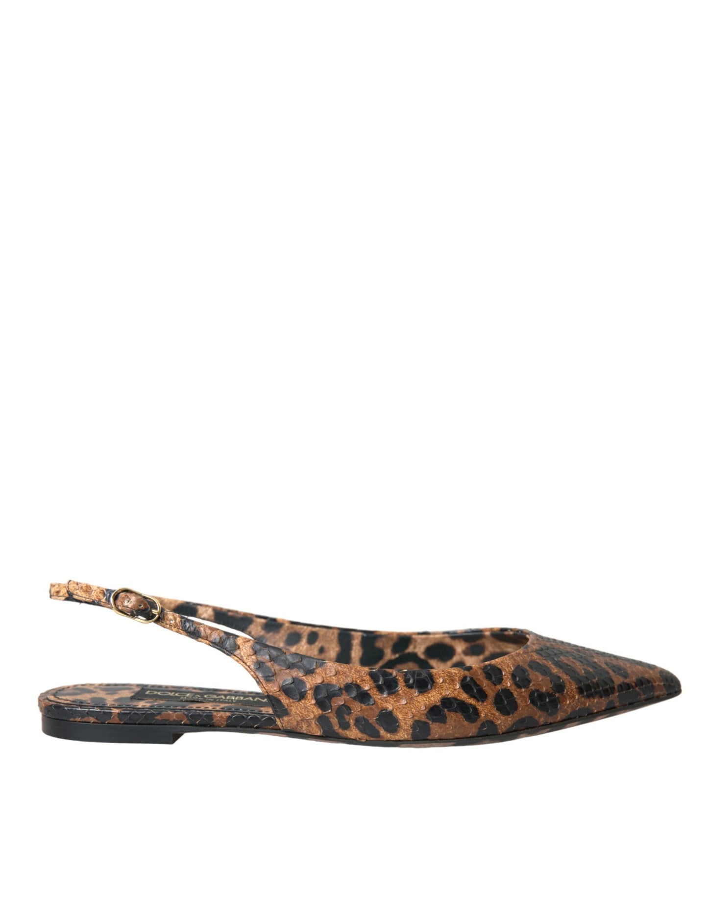 Dolce & Gabbana Zapatos destalonados de piel exótica de leopardo marrón
