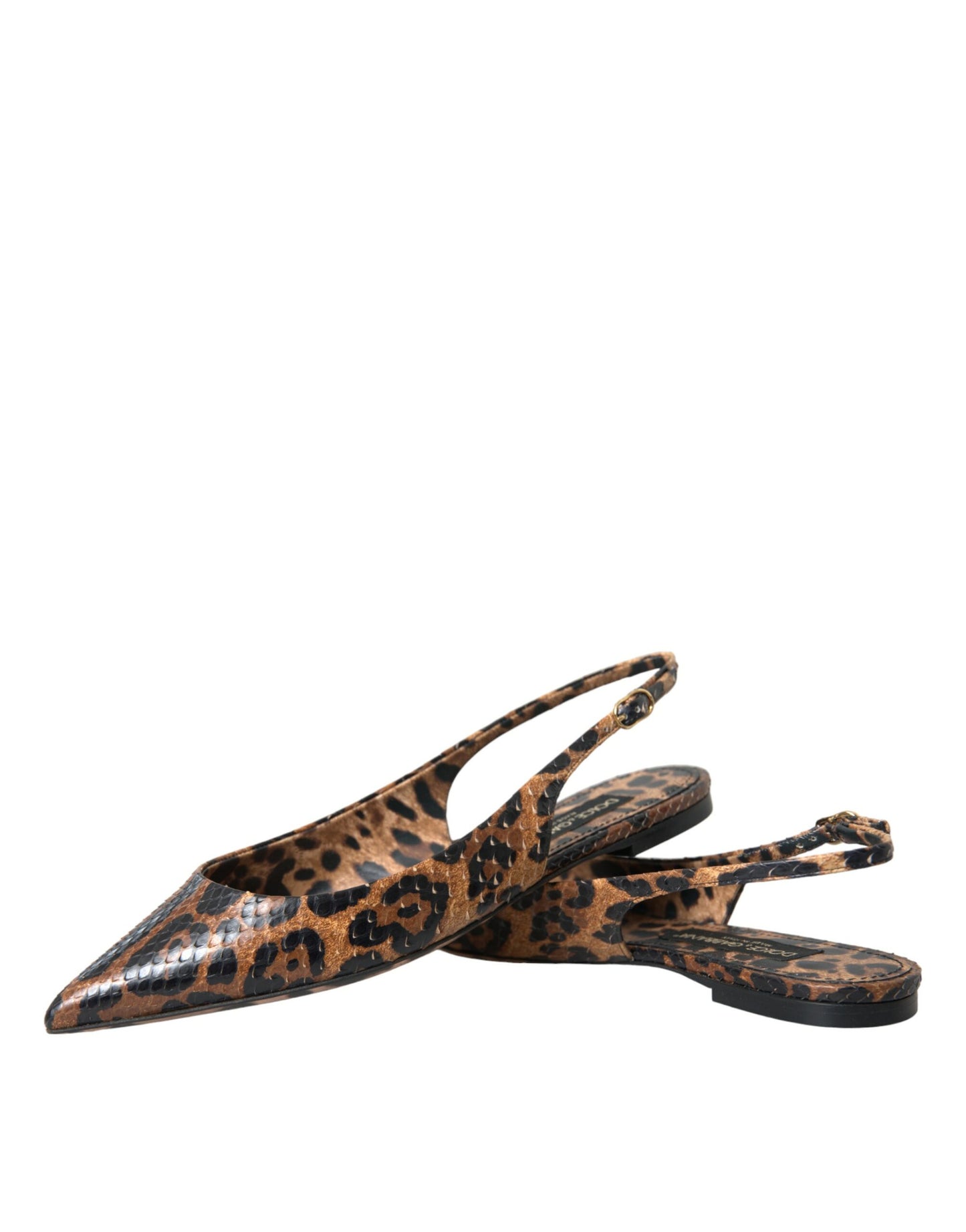 Dolce & Gabbana Zapatos destalonados de piel exótica de leopardo marrón