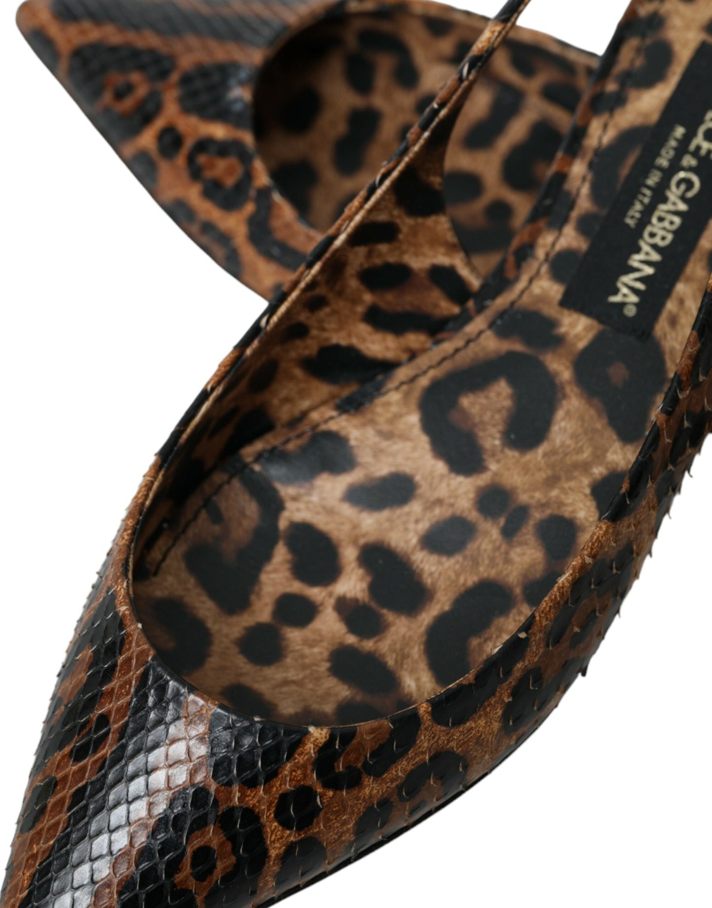 Dolce & Gabbana Zapatos destalonados de piel exótica de leopardo marrón