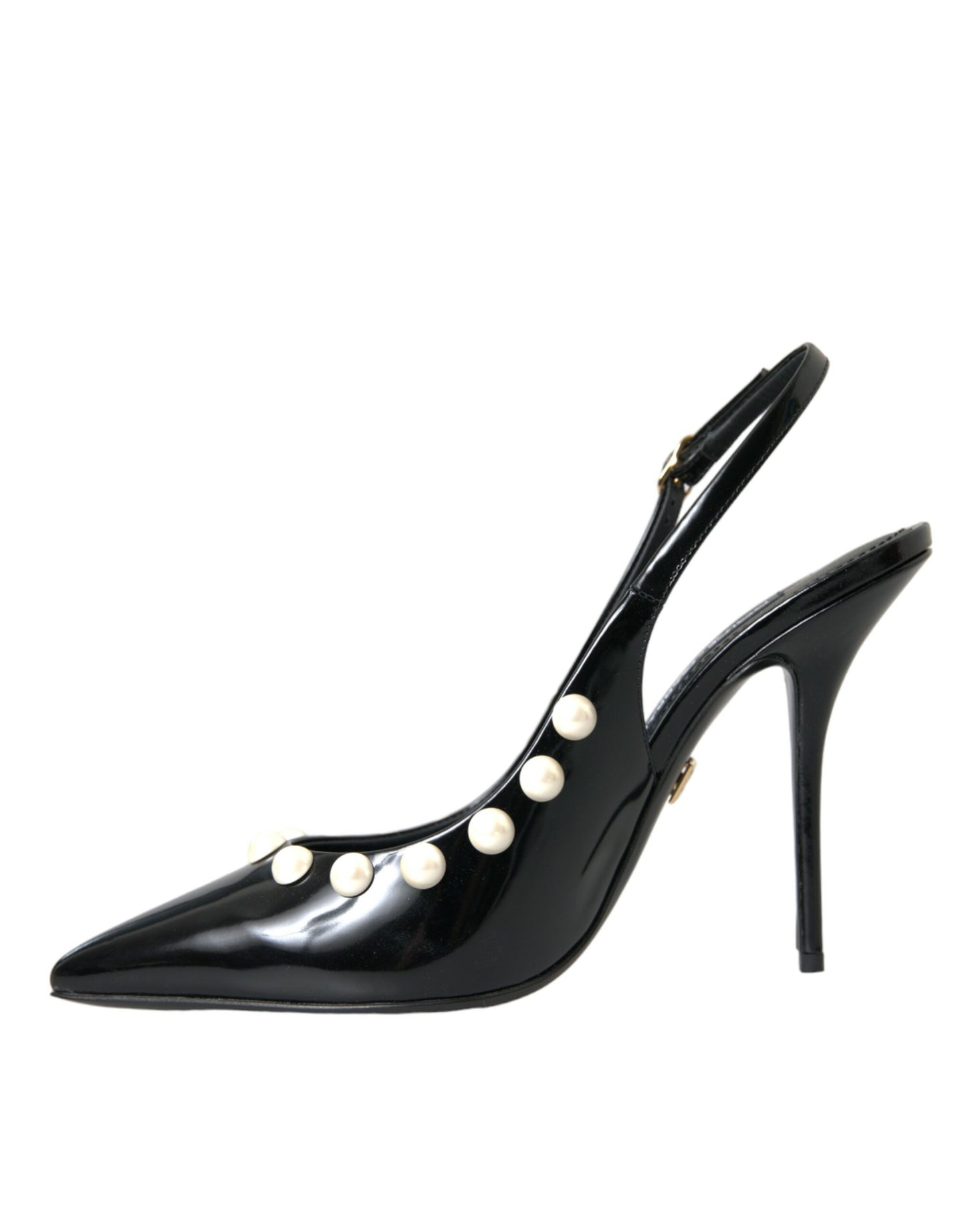 Dolce & Gabbana Zapatos destalonados con tacón de perlas de imitación de cuero negro