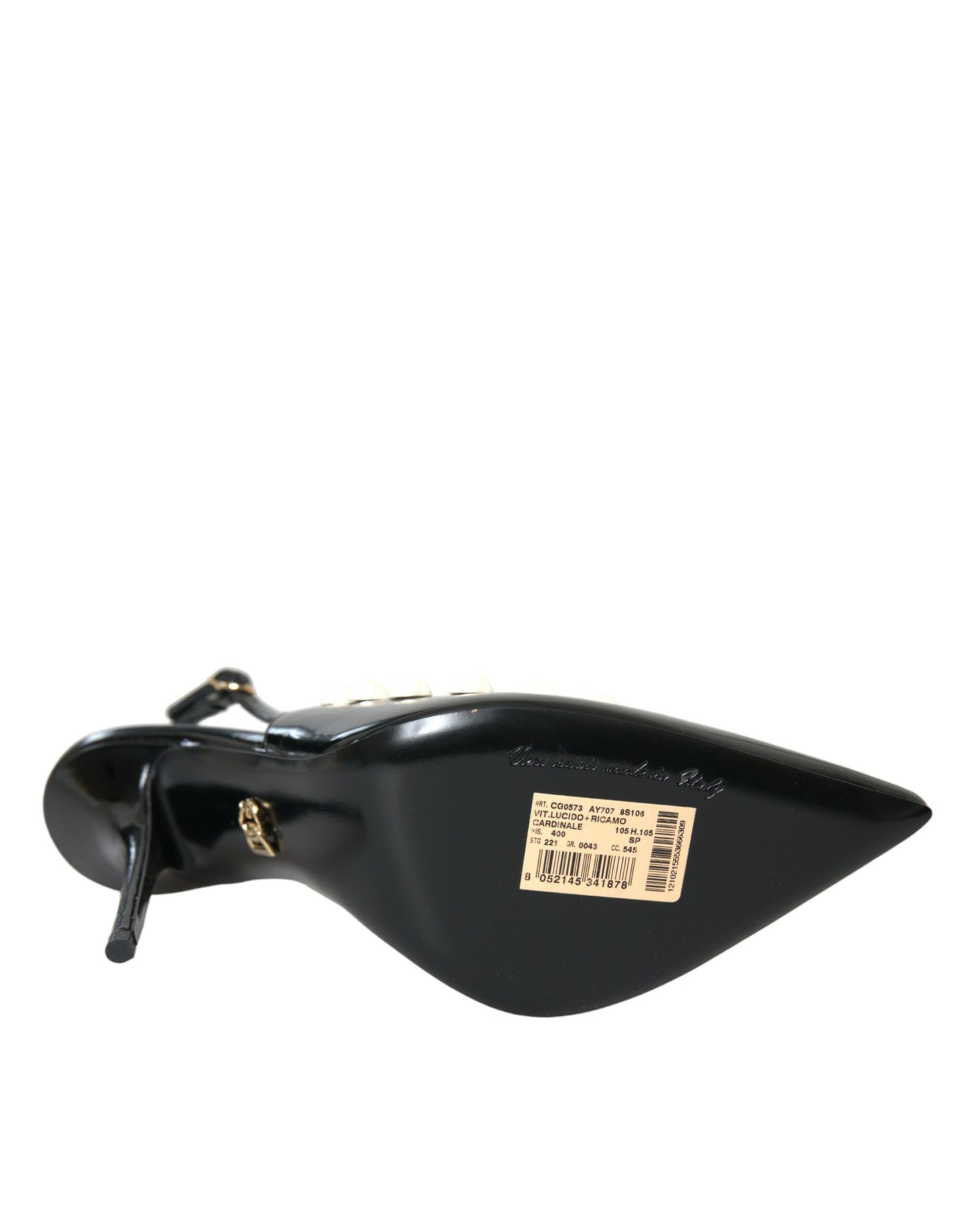 Dolce & Gabbana Zapatos destalonados con tacón de perlas de imitación de cuero negro