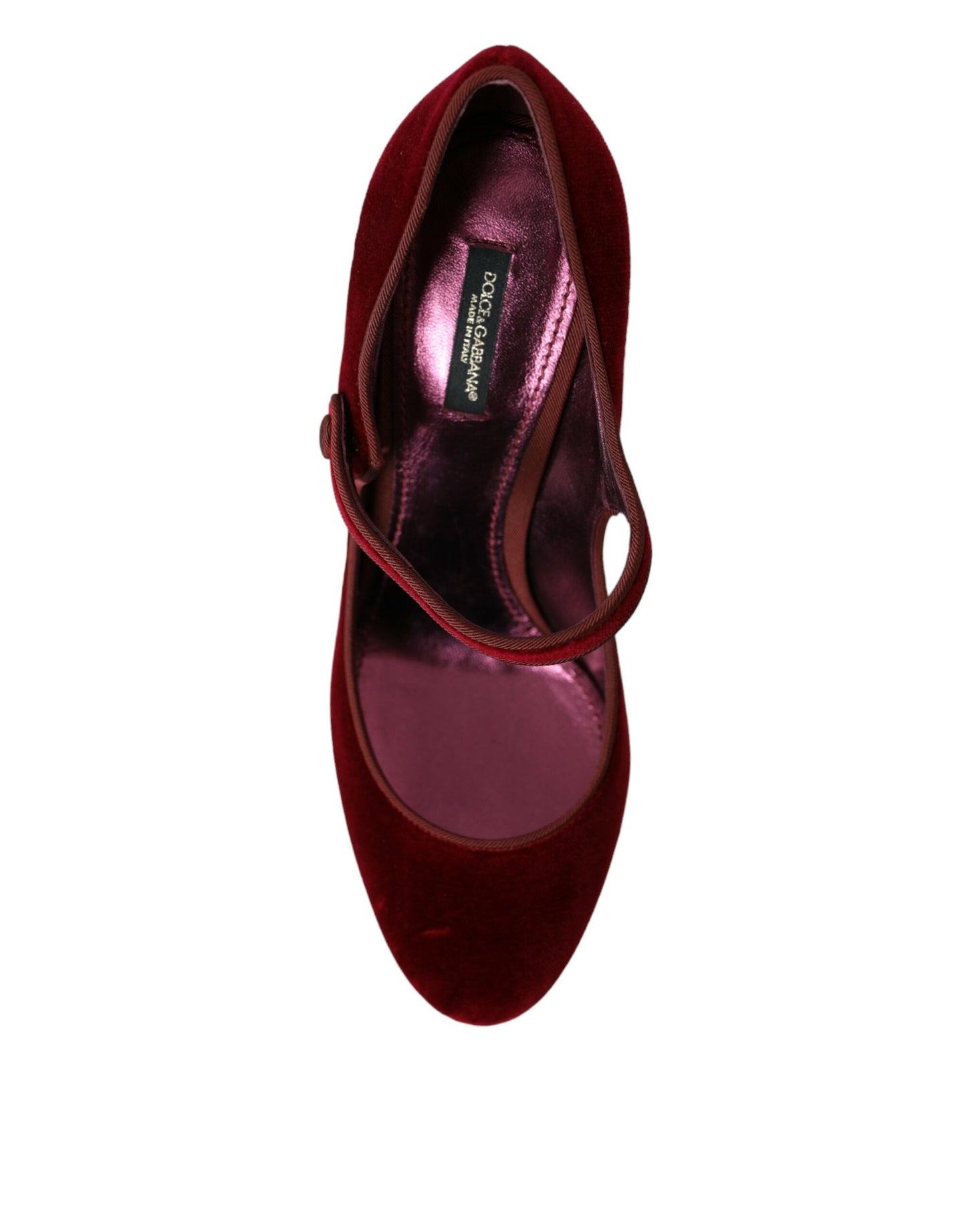 Dolce & Gabbana Zapatos Mary Jane con tacones de cristales dorados y terciopelo rojo