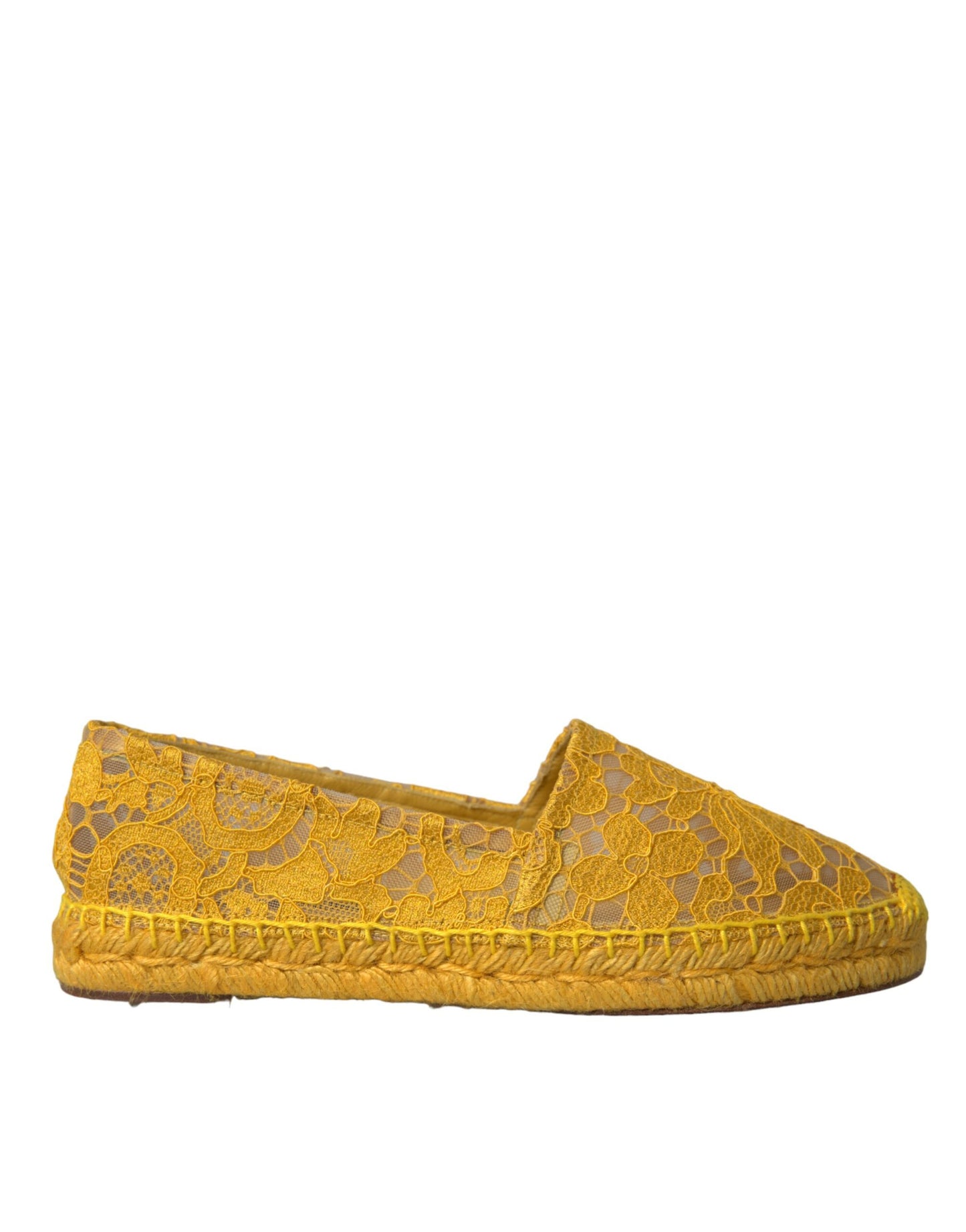 Dolce & Gabbana Mocasines de alpargata de encaje Taormina amarillos Zapatos planos