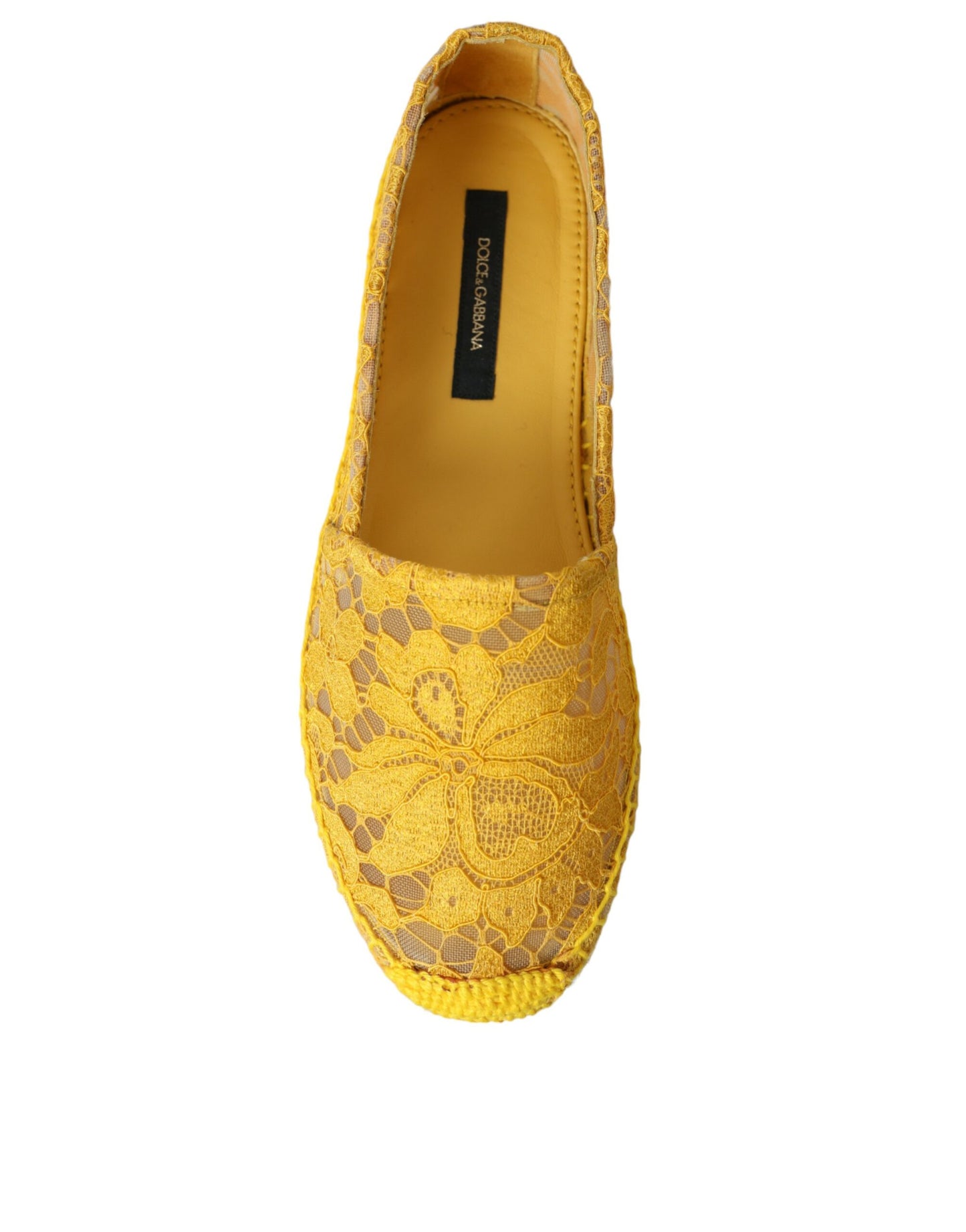 Dolce & Gabbana Mocasines de alpargata de encaje Taormina amarillos Zapatos planos