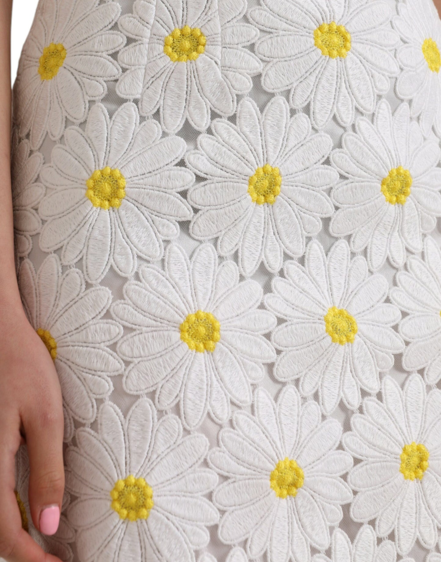 Dolce & Gabbana Falda lápiz recta de encaje con flores blancas