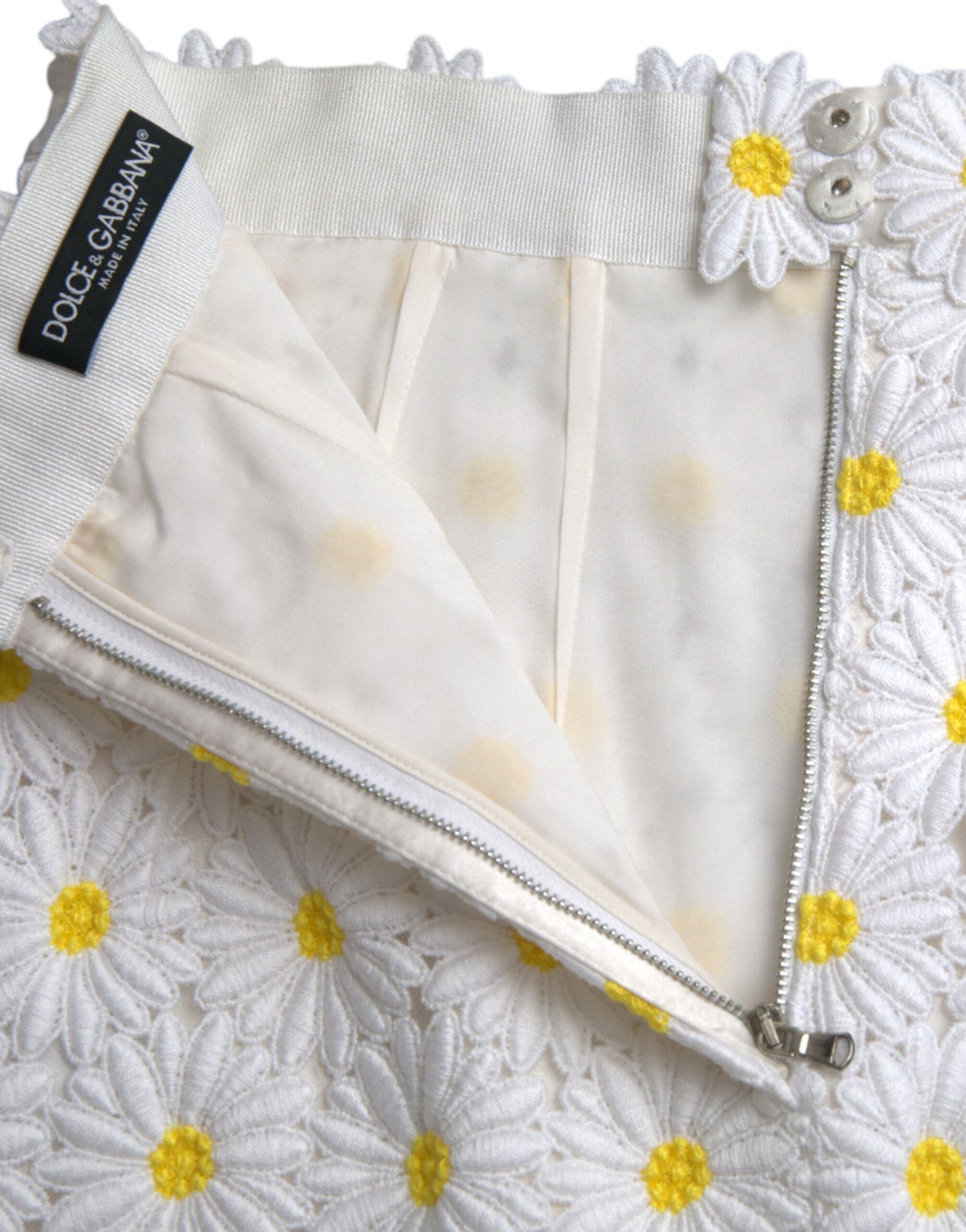 Dolce & Gabbana Minifalda evasé floral blanca