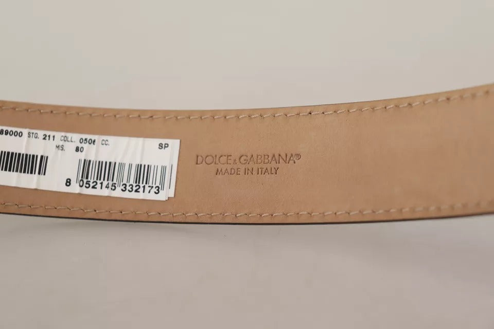 Dolce & Gabbana Cinturón con hebilla grabada con logo de metal dorado y cuero negro