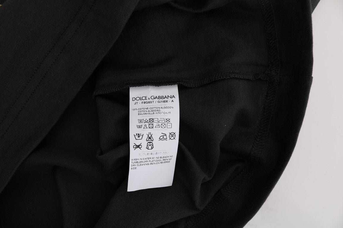Dolce & Gabbana Elegante camiseta de algodón gris con estampado exclusivo