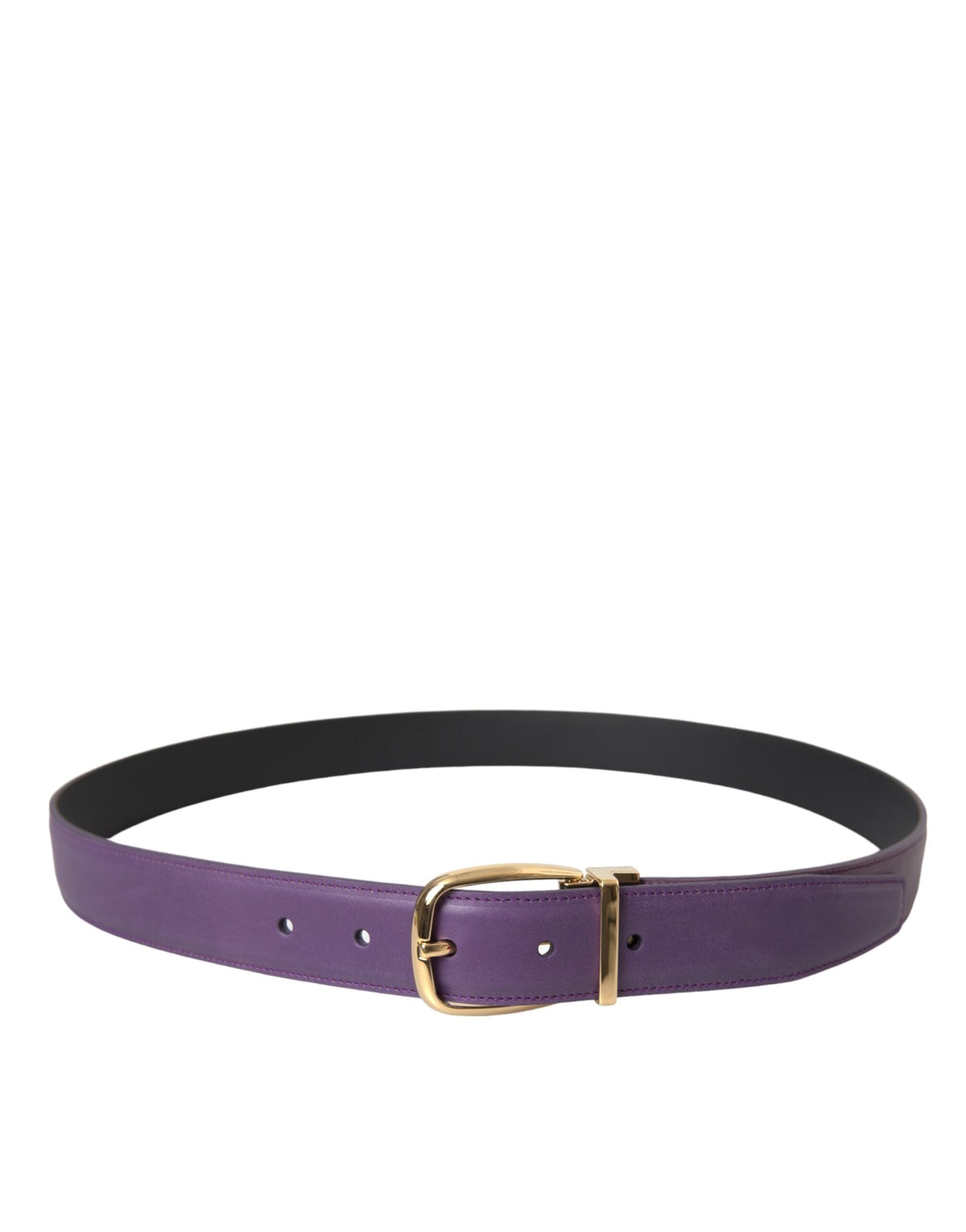 Dolce & Gabbana Cinturón Con Hebilla De Metal Dorado De Cuero Púrpura Hombre